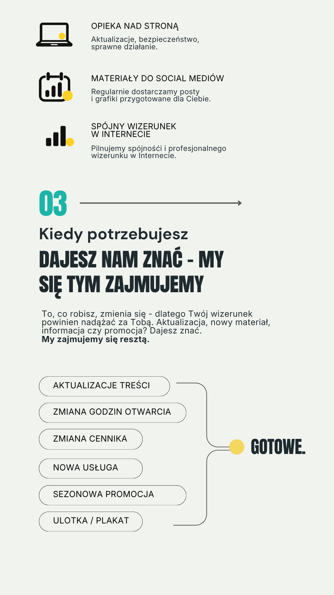 Opieka nad stroną, social media i widoczność w internecie.