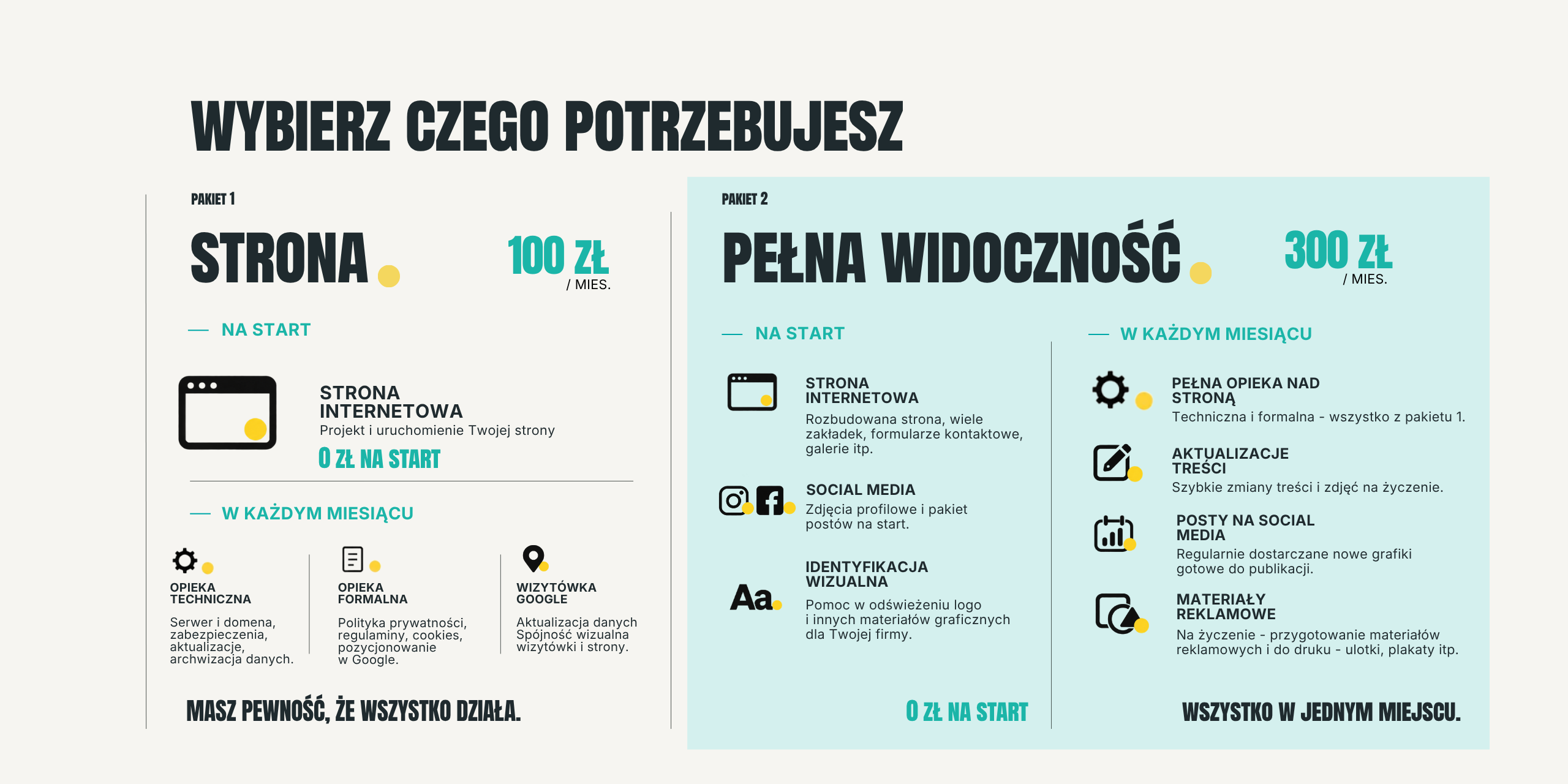 Pakiety strony internetowej i pełnej widoczności w internecie.