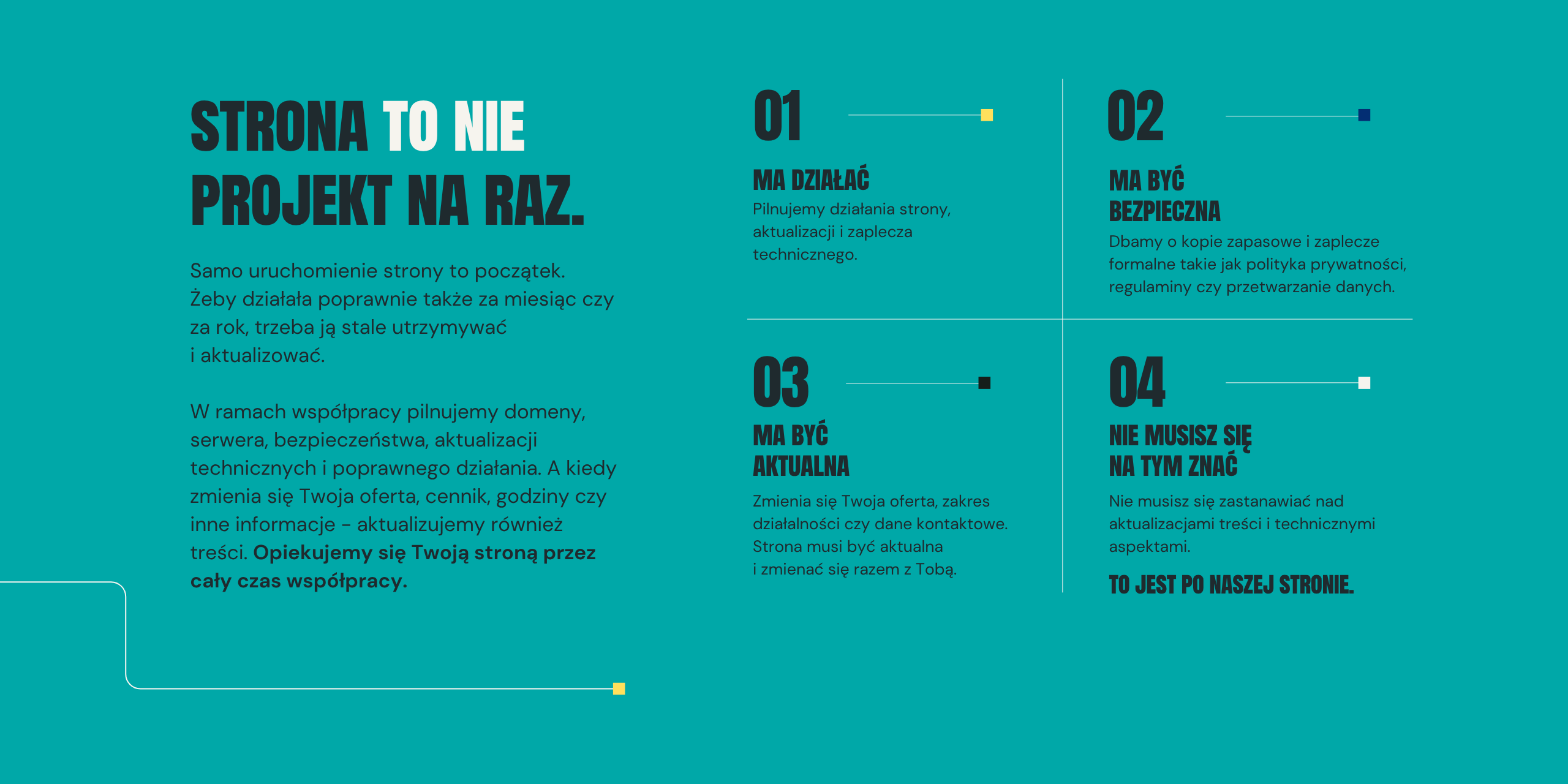 Stała opieka techniczna i aktualizacje strony internetowej.